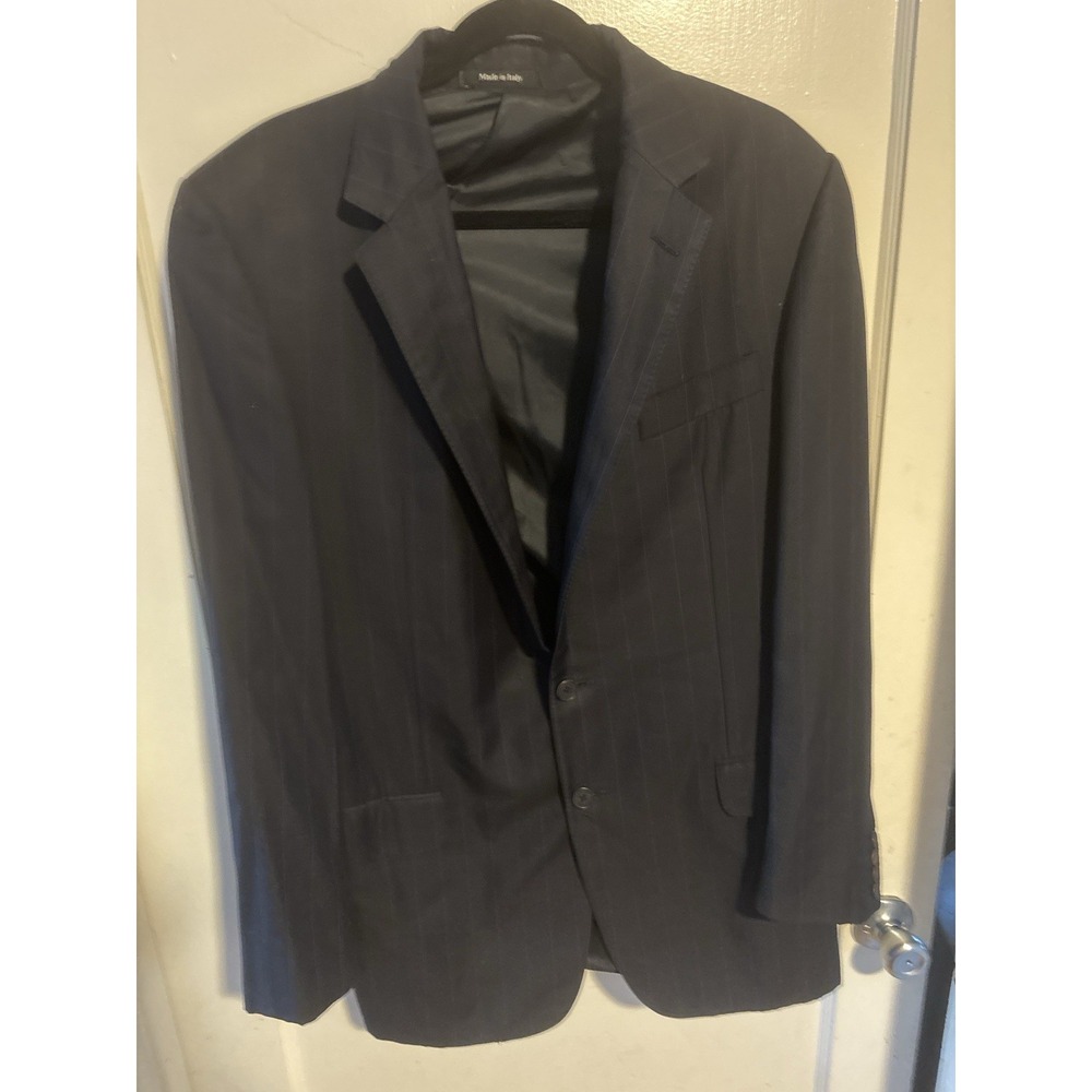 Alfred Dunhill Men's Italian Blazer EU 48 (Read) Black Blue Pinstripe Wool Silk